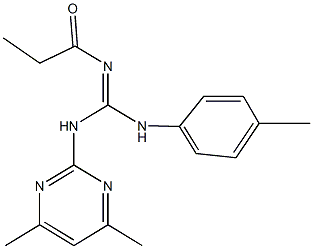 N-(4,6-dimethyl-2-pyrimidinyl)-N'-(4-methylphenyl)-N''-propionylguanidine 化学構造式