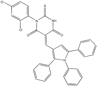 1-(2,4-dichlorophenyl)-2-thioxo-5-[(1,2,5-triphenyl-1H-pyrrol-3-yl)methylene]dihydro-4,6(1H,5H)-pyrimidinedione 化学構造式