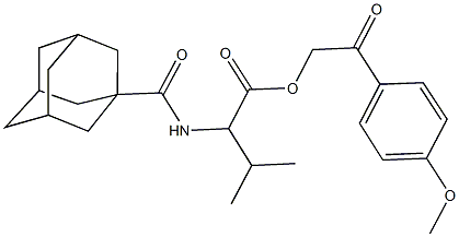 2-(4-methoxyphenyl)-2-oxoethyl 2-[(1-adamantylcarbonyl)amino]-3-methylbutanoate Struktur