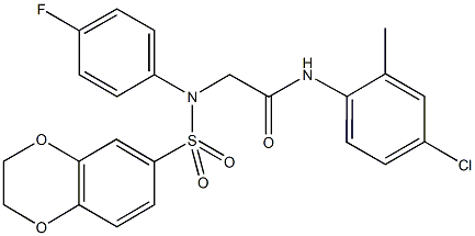 N-(4-chloro-2-methylphenyl)-2-[(2,3-dihydro-1,4-benzodioxin-6-ylsulfonyl)-4-fluoroanilino]acetamide Structure