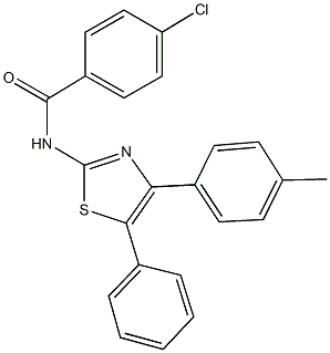 4-chloro-N-[4-(4-methylphenyl)-5-phenyl-1,3-thiazol-2-yl]benzamide,,结构式
