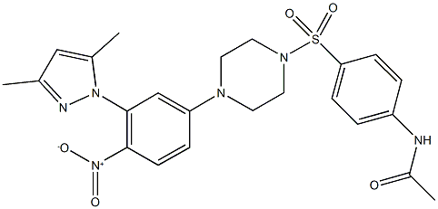 N-{4-[(4-{3-(3,5-dimethyl-1H-pyrazol-1-yl)-4-nitrophenyl}piperazin-1-yl)sulfonyl]phenyl}acetamide 结构式