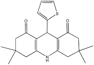 3,3,6,6-tetramethyl-9-(2-thienyl)-3,4,6,7,9,10-hexahydro-1,8(2H,5H)-acridinedione 化学構造式