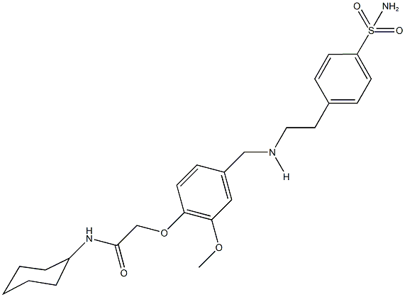 2-{4-[({2-[4-(aminosulfonyl)phenyl]ethyl}amino)methyl]-2-methoxyphenoxy}-N-cyclohexylacetamide Structure