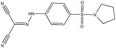 2-{[4-(1-pyrrolidinylsulfonyl)phenyl]hydrazono}malononitrile 化学構造式