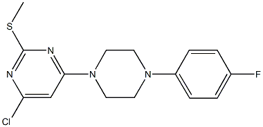 4-chloro-6-[4-(4-fluorophenyl)-1-piperazinyl]-2-(methylsulfanyl)pyrimidine 结构式