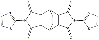 4,10-di(1,3-thiazol-2-yl)-4,10-diazatetracyclo[5.5.2.0~2,6~.0~8,12~]tetradec-13-ene-3,5,9,11-tetrone,,结构式