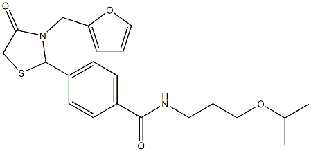 4-[3-(2-furylmethyl)-4-oxo-1,3-thiazolidin-2-yl]-N-(3-isopropoxypropyl)benzamide 化学構造式