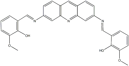 2-[({6-[(2-hydroxy-3-methoxybenzylidene)amino]-3-acridinyl}imino)methyl]-6-methoxyphenol 化学構造式