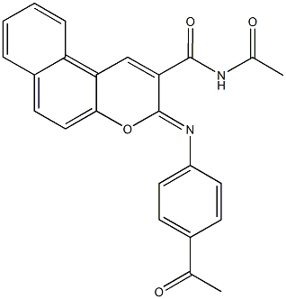 N-acetyl-3-[(4-acetylphenyl)imino]-3H-benzo[f]chromene-2-carboxamide Struktur