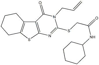 2-[(3-allyl-4-oxo-3,4,5,6,7,8-hexahydro[1]benzothieno[2,3-d]pyrimidin-2-yl)sulfanyl]-N-cyclohexylacetamide Structure
