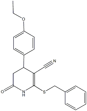 2-(benzylsulfanyl)-4-(4-ethoxyphenyl)-6-oxo-1,4,5,6-tetrahydro-3-pyridinecarbonitrile Struktur