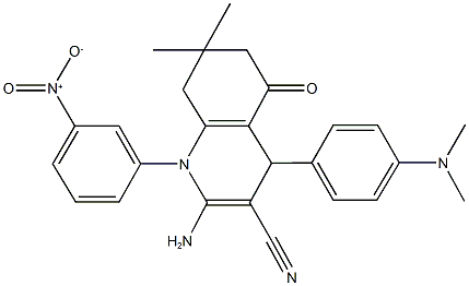 2-amino-4-[4-(dimethylamino)phenyl]-1-{3-nitrophenyl}-7,7-dimethyl-5-oxo-1,4,5,6,7,8-hexahydroquinoline-3-carbonitrile,,结构式