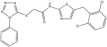 N-[5-(2,6-dichlorobenzyl)-1,3-thiazol-2-yl]-2-[(1-phenyl-1H-tetraazol-5-yl)sulfanyl]acetamide Struktur