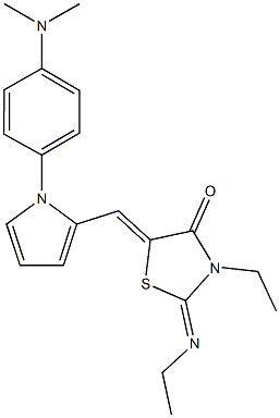 5-({1-[4-(dimethylamino)phenyl]-1H-pyrrol-2-yl}methylene)-3-ethyl-2-(ethylimino)-1,3-thiazolidin-4-one,,结构式