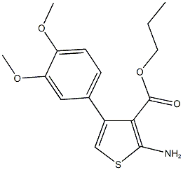 propyl 2-amino-4-(3,4-dimethoxyphenyl)-3-thiophenecarboxylate 结构式