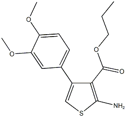 propyl 2-amino-4-(3,4-dimethoxyphenyl)-3-thiophenecarboxylate 化学構造式