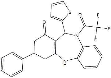 3-phenyl-11-(2-thienyl)-10-(trifluoroacetyl)-2,3,4,5,10,11-hexahydro-1H-dibenzo[b,e][1,4]diazepin-1-one Structure