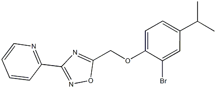2-bromo-4-isopropylphenyl [3-(2-pyridinyl)-1,2,4-oxadiazol-5-yl]methyl ether Struktur