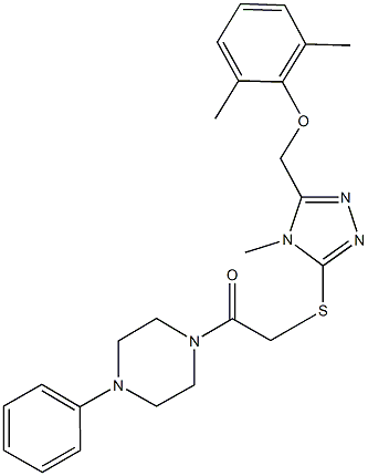 1-[({5-[(2,6-dimethylphenoxy)methyl]-4-methyl-4H-1,2,4-triazol-3-yl}sulfanyl)acetyl]-4-phenylpiperazine Structure