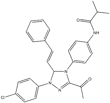 N-{4-[3-acetyl-1-(4-chlorophenyl)-5-(2-phenylvinyl)-1,5-dihydro-4H-1,2,4-triazol-4-yl]phenyl}-2-methylpropanamide Structure
