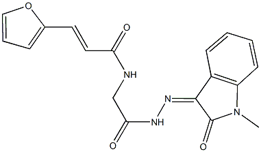 3-(2-furyl)-N-{2-[2-(1-methyl-2-oxo-1,2-dihydro-3H-indol-3-ylidene)hydrazino]-2-oxoethyl}acrylamide Struktur