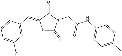 2-[5-(3-chlorobenzylidene)-2,4-dioxo-1,3-thiazolidin-3-yl]-N-(4-methylphenyl)acetamide,,结构式