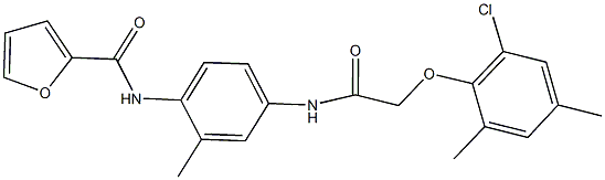 N-(4-{[(2-chloro-4,6-dimethylphenoxy)acetyl]amino}-2-methylphenyl)-2-furamide,,结构式