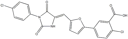  2-chloro-5-(5-{[1-(4-chlorophenyl)-2,5-dioxo-4-imidazolidinylidene]methyl}-2-furyl)benzoic acid