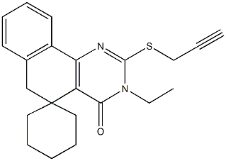 3-ethyl-2-(2-propynylsulfanyl)-5,6-dihydrospiro(benzo[h]quinazoline-5,1'-cyclohexane)-4(3H)-one 化学構造式
