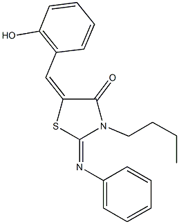 3-butyl-5-(2-hydroxybenzylidene)-2-(phenylimino)-1,3-thiazolidin-4-one Structure