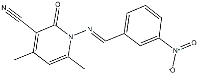 1-({3-nitrobenzylidene}amino)-4,6-dimethyl-2-oxo-1,2-dihydropyridine-3-carbonitrile 结构式