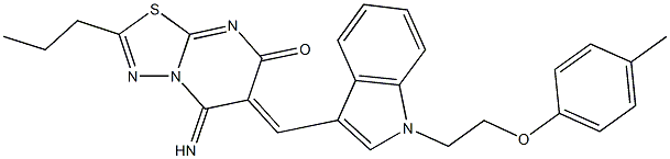 5-imino-6-({1-[2-(4-methylphenoxy)ethyl]-1H-indol-3-yl}methylene)-2-propyl-5,6-dihydro-7H-[1,3,4]thiadiazolo[3,2-a]pyrimidin-7-one Structure