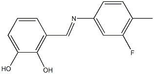 3-{[(3-fluoro-4-methylphenyl)imino]methyl}-1,2-benzenediol|