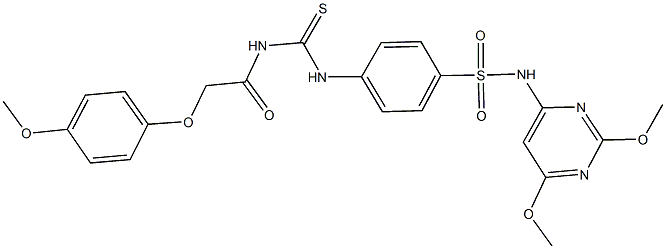 N-(2,6-dimethoxy-4-pyrimidinyl)-4-[({[(4-methoxyphenoxy)acetyl]amino}carbothioyl)amino]benzenesulfonamide,,结构式