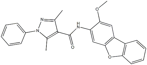 N-(2-methoxydibenzo[b,d]furan-3-yl)-3,5-dimethyl-1-phenyl-1H-pyrazole-4-carboxamide Structure