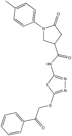 1-(4-methylphenyl)-5-oxo-N-{5-[(2-oxo-2-phenylethyl)sulfanyl]-1,3,4-thiadiazol-2-yl}-3-pyrrolidinecarboxamide Struktur