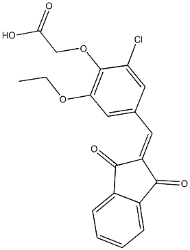 {2-chloro-4-[(1,3-dioxo-1,3-dihydro-2H-inden-2-ylidene)methyl]-6-ethoxyphenoxy}acetic acid Struktur