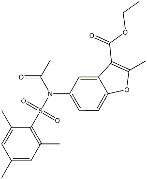 ethyl 5-[acetyl(mesitylsulfonyl)amino]-2-methyl-1-benzofuran-3-carboxylate,,结构式