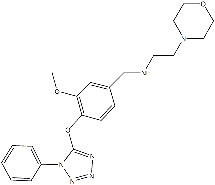 N-{3-methoxy-4-[(1-phenyl-1H-tetraazol-5-yl)oxy]benzyl}-N-[2-(4-morpholinyl)ethyl]amine,,结构式