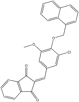 2-[3-chloro-5-methoxy-4-(1-naphthylmethoxy)benzylidene]-1H-indene-1,3(2H)-dione 结构式