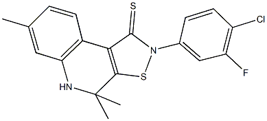2-(4-chloro-3-fluorophenyl)-4,4,7-trimethyl-4,5-dihydroisothiazolo[5,4-c]quinoline-1(2H)-thione 结构式