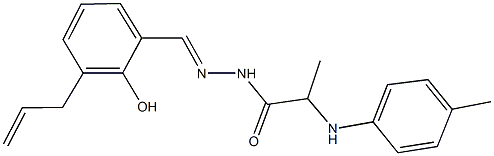 N'-(3-allyl-2-hydroxybenzylidene)-2-(4-toluidino)propanohydrazide 化学構造式