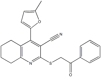 4-(5-methyl-2-furyl)-2-[(2-oxo-2-phenylethyl)sulfanyl]-5,6,7,8-tetrahydro-3-quinolinecarbonitrile,,结构式