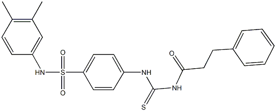 N-(3,4-dimethylphenyl)-4-({[(3-phenylpropanoyl)amino]carbothioyl}amino)benzenesulfonamide,,结构式