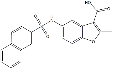 2-methyl-5-[(2-naphthylsulfonyl)amino]-1-benzofuran-3-carboxylic acid Structure