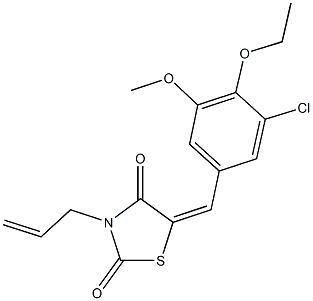 3-allyl-5-(3-chloro-4-ethoxy-5-methoxybenzylidene)-1,3-thiazolidine-2,4-dione,,结构式