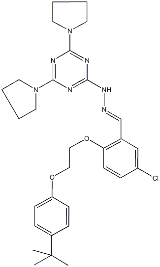 2-[2-(4-tert-butylphenoxy)ethoxy]-5-chlorobenzaldehyde (4,6-dipyrrolidin-1-yl-1,3,5-triazin-2-yl)hydrazone,,结构式