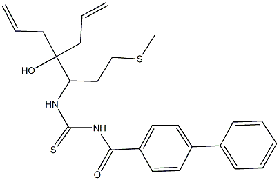 4-({[({2-allyl-2-hydroxy-1-[2-(methylsulfanyl)ethyl]-4-pentenyl}amino)carbothioyl]amino}carbonyl)-1,1'-biphenyl Struktur