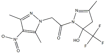 1-({4-nitro-3,5-dimethyl-1H-pyrazol-1-yl}acetyl)-3-methyl-5-(trifluoromethyl)-4,5-dihydro-1H-pyrazol-5-ol 结构式